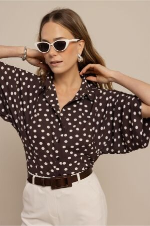 Studio Anneloes Studio Anneloes fabienne dot blouse 13937 Blouse 8717 espresso/ecru