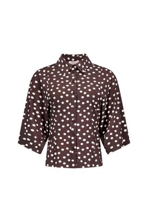 Studio Anneloes Studio Anneloes fabienne dot blouse 13937 Blouse 8717 espresso/ecru