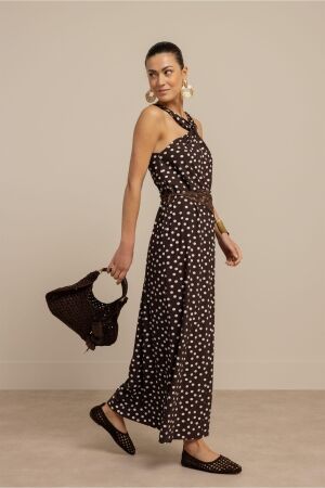 Studio Anneloes Studio Anneloes norah 2way dot dress 13938 Jurk 8717 espresso/ecru