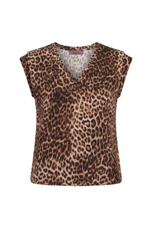 Studio Anneloes Studio Anneloes leone leopard vneck top 13959 T-shirt Korte mouw 9997 multi color