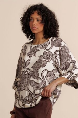 Studio Anneloes Studio Anneloes madison flower top 13962 T-shirt Korte mouw 1486 kit/chestnut