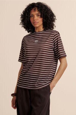 Studio Anneloes Studio Anneloes stripe studio floor t-shirt 13982 T-shirt Korte mouw 8611 chestnut/off white
