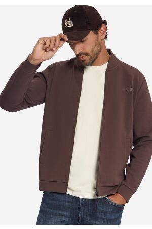 No- Excess No- Excess sweater full zip bomber collar 33100801 Vest 042 dark brown