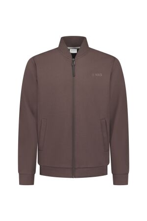 No- Excess No- Excess sweater full zip bomber collar 33100801 Vest 042 dark brown