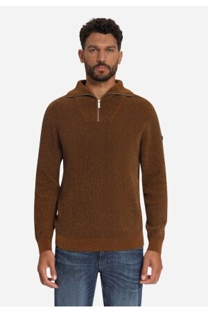 No-Excess No- Excess pullover half zip high neck light weight chenille Trui 048 caramel
