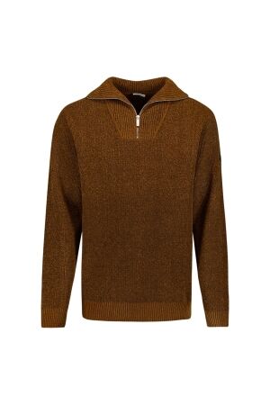 No-Excess No- Excess pullover half zip high neck light weight chenille Trui 048 caramel