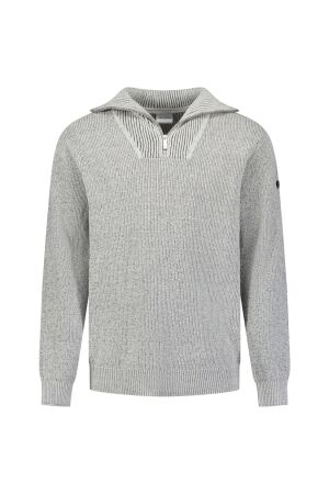 No-Excess No- Excess pullover half zip high neck light weight chenille Trui 014 stone