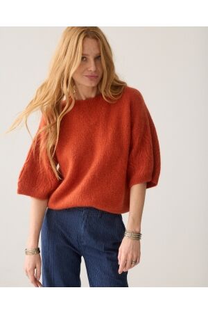 Summum Summum boxy sweater mohair wool blend knit 7s8040-70100 Trui 508 goji berry