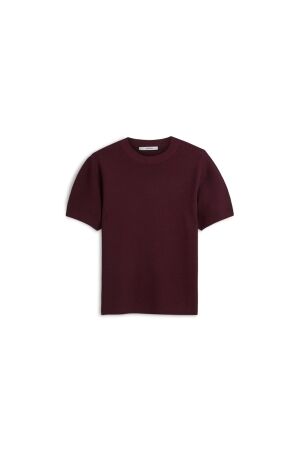 Summum Summum puff sleeve top tech viscose knit 7s8017-70087 Trui korte mouw 335 dark burgundy