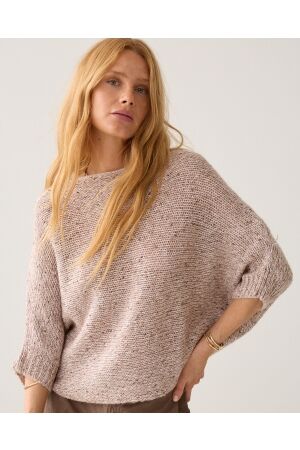 Summum Summum wrap sweater subtle sequin blend knit 7s8030-70094 Trui 708 light taupe