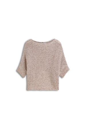 Summum Summum wrap sweater subtle sequin blend knit 7s8030-70094 Trui 708 light taupe