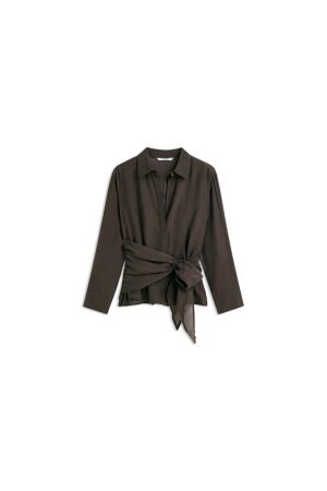 Summum Summum top wrap lyocell blend 2s3521-12492 T-shirt Lange mouw 754 dark chocolate