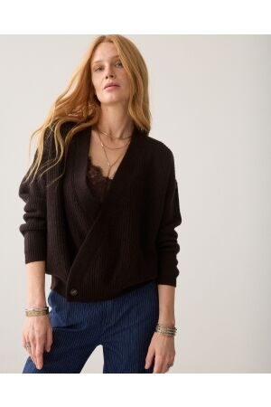 Summum Summum wrap cardigan wool cashmere blend knit 7s8028-7009 Vest 754 dark chocolate