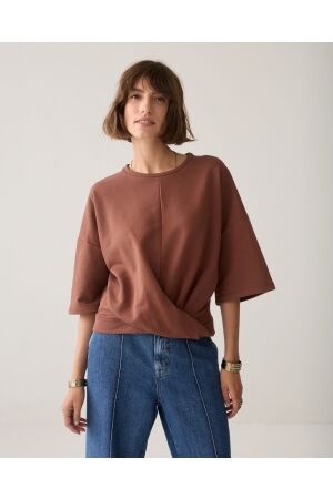 Summum Summum wrap kimono sweatshirt 3s5356-30811 Sweater 757 toffee