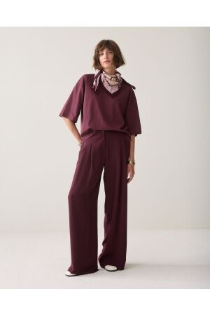Summum Summum trousers wide leg fluid 4s2872-11851 Broek 335 dark burgundy