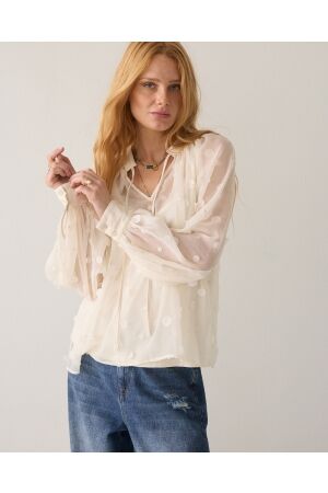 Summum Summum top 3d sequins 2s3512-12519 T-shirt Lange mouw 122 ivory