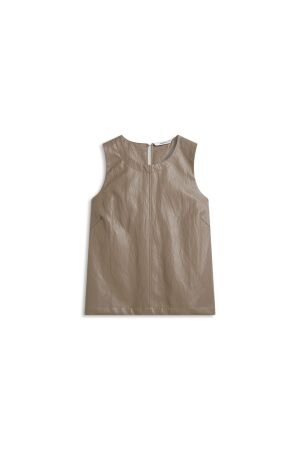 Summum Summum top soft faux leather 2s3557-12526 Tops en Singlets 708 light taupe
