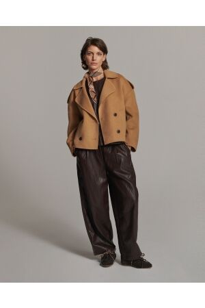 Summum Summum balloon trouser soft faux leather 4s3043-12526 Broek 754 dark chocolate