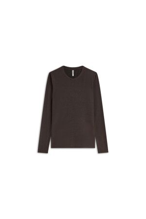 Summum Summum basic tee soft lurex jersey 3s5170-30644 T-shirt Lange mouw 754 dark chocolate