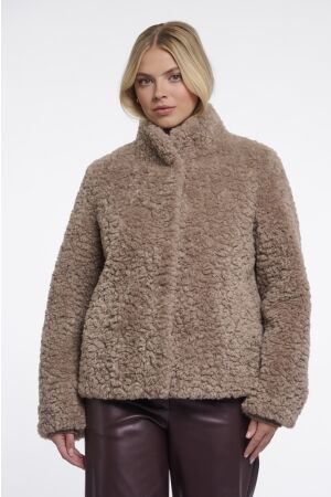 Rino & Pelle Rino & Pelle faux fur jacket with high neck kion.7002611 Jackets 11100 mocha latte