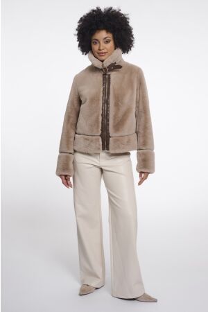 Rino & Pelle Rino & Pelle short faux fur jacket lambra.7002612 Jackets 10866 oat