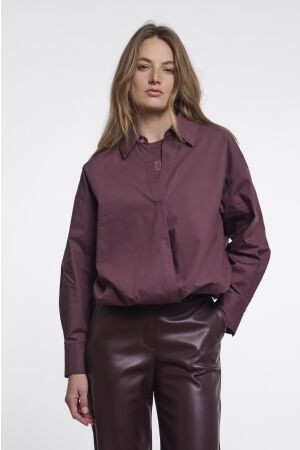 Rino & Pelle Rino & Pelle wrap blouse with fixed innertop nio.7002611 Blouse 10873 chocolate bean