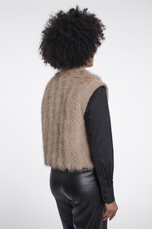 Rino & Pelle Rino & Pelle faux fur waistcoat with hook & eye closure alvita. Gilets 10866 oat