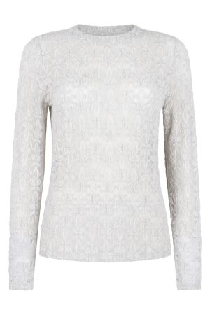 Tramontana Tramontana stretch lace top  c36-21-401 T-shirt Lange mouw 001350-snow