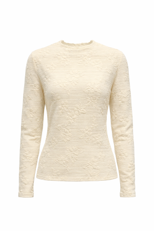 Tramontana Tramontana stretch mock-neck top  c37-21-401 T-shirt Lange mouw 001350-snow