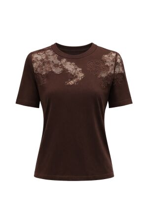 Tramontana Tramontana t-shirt lace insert c38-21-401 T-shirt Korte mouw 002650-chocolate 002650-Chocolate Tramontana Tramontana t-shirt lace insert c38-21-401 T-shirt Korte mouw 002650-chocolate 002650-Chocolate