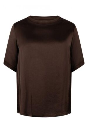 Tramontana Tramontana satin short-sleeve top  s01-21-401 T-shirt Korte mouw 002650-chocolate