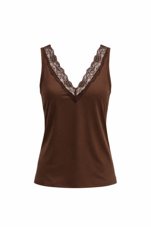Tramontana Tramontana pippa lace top  q01-21-401 Tops en Singlets 002650-chocolate