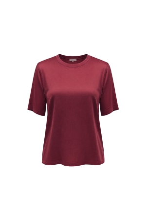 Tramontana Tramontana satin short-sleeve top  s01-21-401 T-shirt Korte mouw 004580-pomegranate