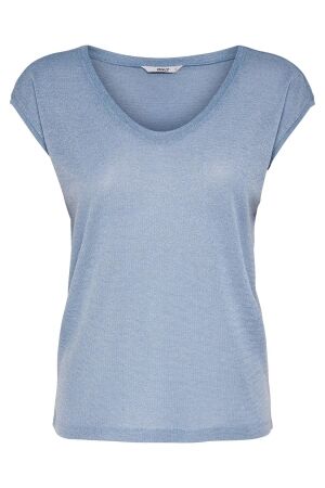 Only Only onlsilvery s/s v neck lurex top jrs noos T-shirts halogen blue