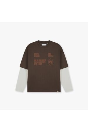 Croyez Homme Croyez Homme showroom double sleeve t-shirt crb50026011 Print T-shirts 50001 brown
