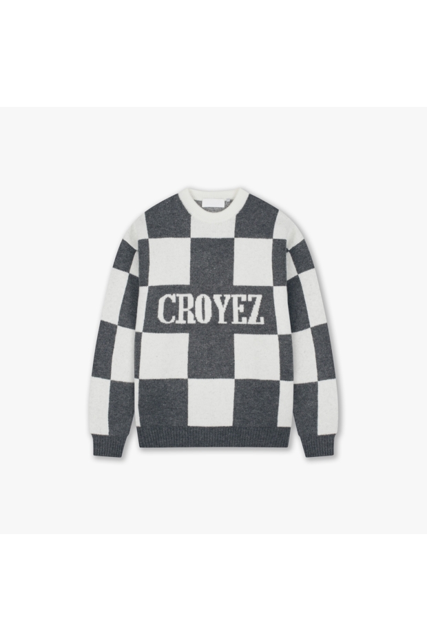 Croyez Homme Checkered Knit Sweater CRB50026019 41007 antra