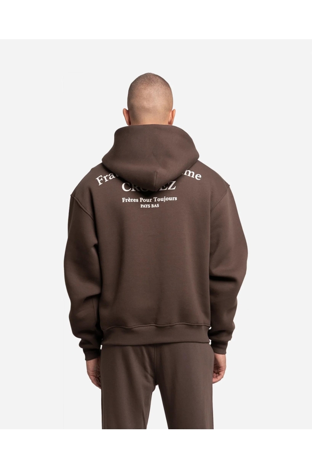 Croyez Homme Fraternité Ultime Zip Hoodie CRD10999001 50012 dark brown