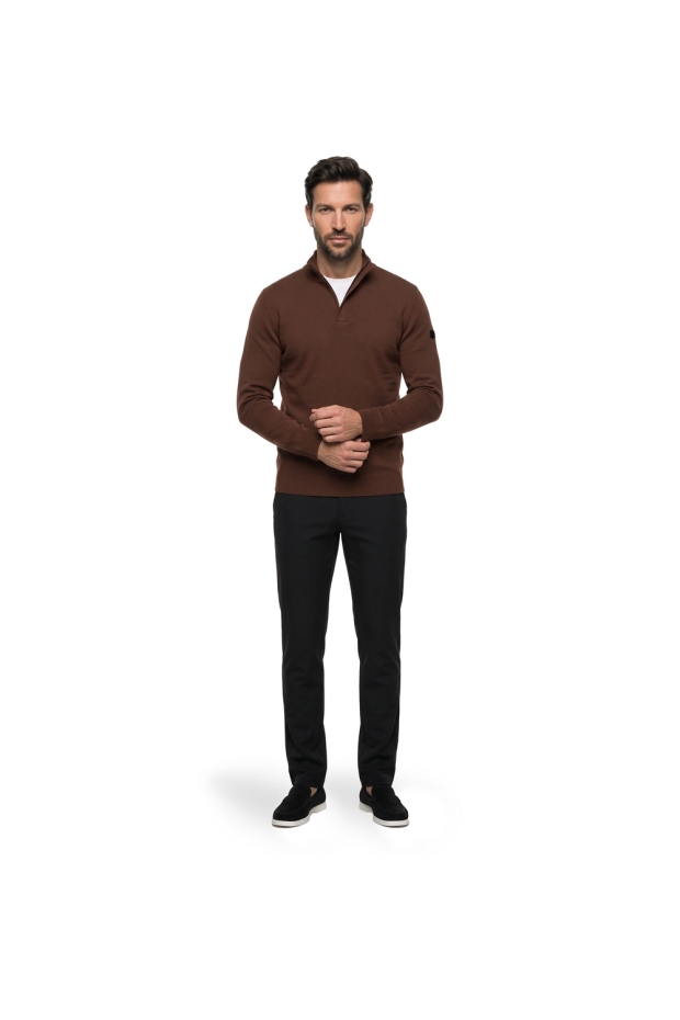 Malelions Premium Knitted Quarter Zip MPD50026039 50001 brown
