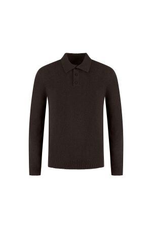Malelions Malelions premium knitted bouclé longsleeve polo mpd50026053 Poloshirts 50001 brown