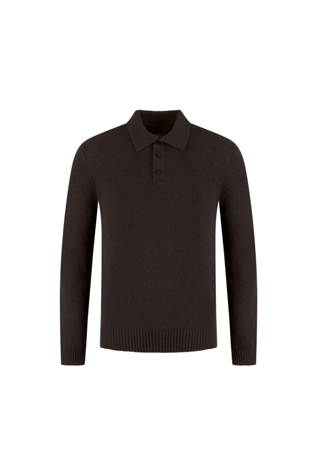 Malelions Premium Knitted Bouclé Longsleeve Polo MPD50026053 50001 brown
