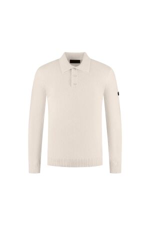 Malelions Malelions premium knitted bouclé longsleeve polo mpd50026053 Poloshirts 40002 off-white