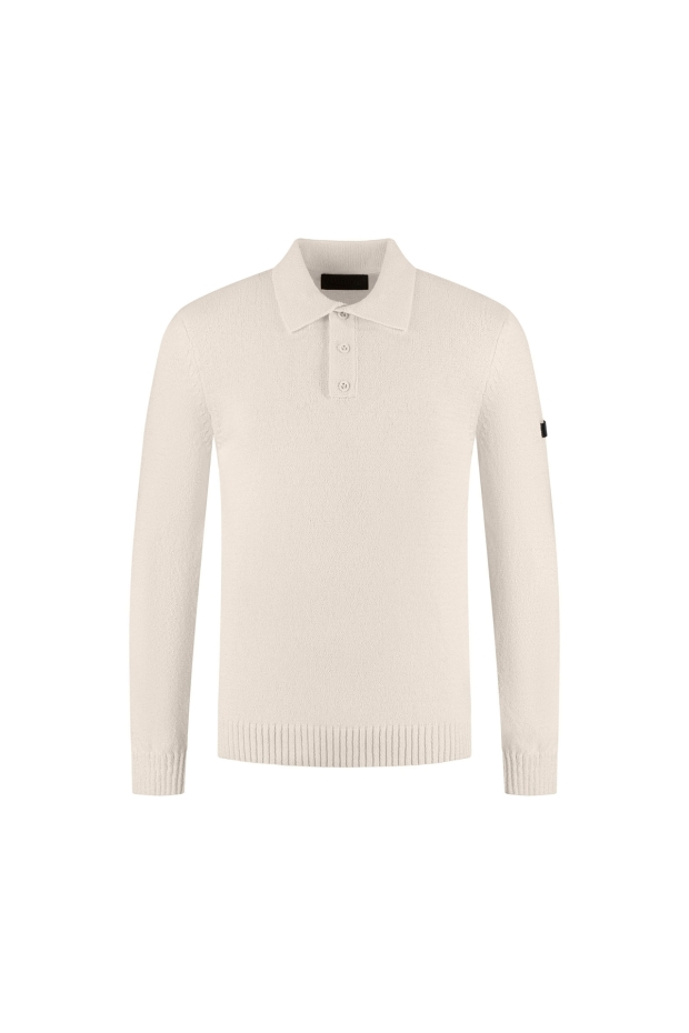 Malelions Premium Knitted Bouclé Longsleeve Polo MPD50026053 40002 off-white