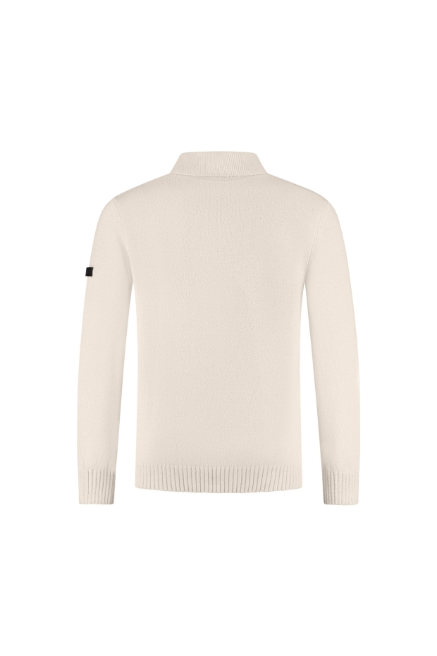 Malelions Premium Knitted Bouclé Longsleeve Polo MPD50026053 40002 off-white