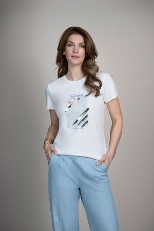 Elvira Casuals Elvira Casuals t-shirt santorini e2 26-041 T-shirt Korte mouw 15 off white
