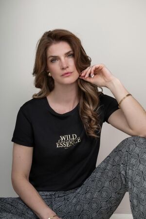 Elvira Casuals Elvira Casuals t-shirt wild essence e2 26-065 T-shirt Korte mouw 4 black