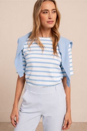 Studio Anneloes Studio Anneloes annika stripe t-shirt 13598 T-shirt Korte mouw 1170 off white/pastel blue