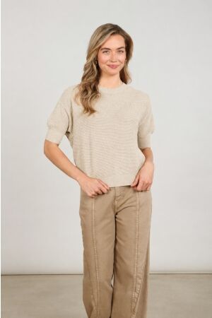 Nukus Nukus kinty top lurex nkf01068 Trui korte mouw 9 sand