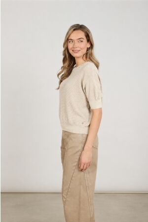 Nukus Nukus kinty top lurex nkf01068 Trui korte mouw 9 sand