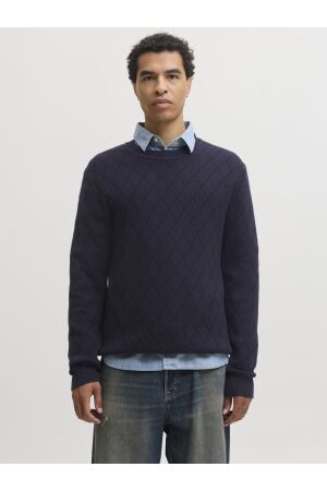 Jack & Jones Jack & Jones jprblacole knit structure pack 12301702 Trui 5060886 night sky argyle