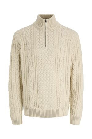 Jack & Jones Jack & Jones jprblucallum cable knit half zip 12299947 Trui 5066543 parchment melange